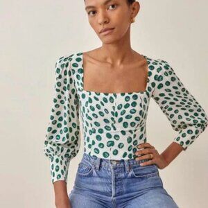 Reformation Calla Dot Top Size 4 Polka Dot